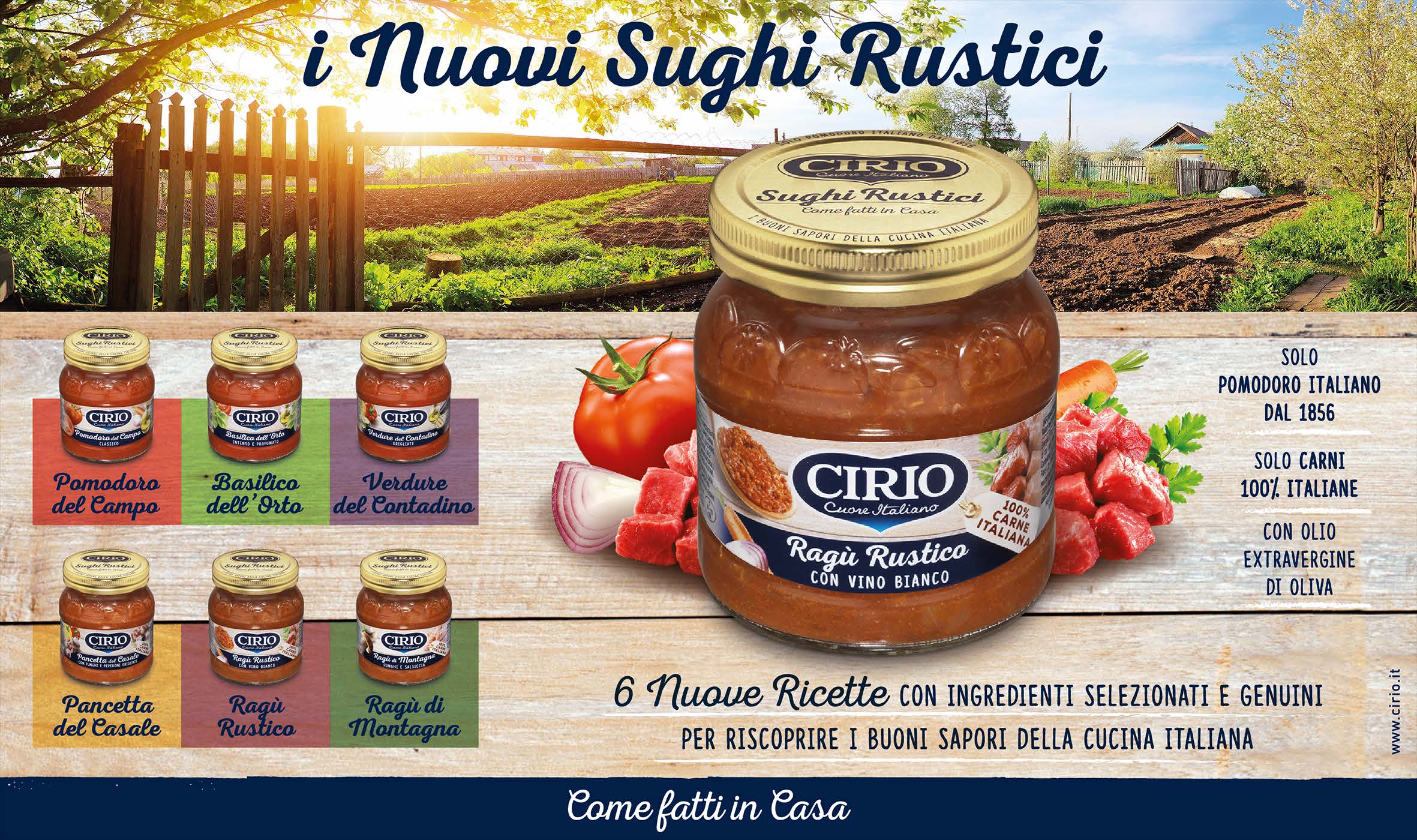 Sughi Rustici Cirio, “come fatti in casa” con la migliore polpa di pomodoro 
